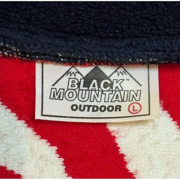 VTG Black Mountain Outdoor USA America Flag Fleece Full Zip Jacket Sweater Men L - Picture 4 of 8
